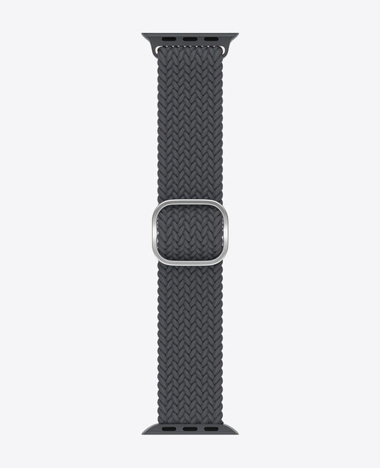 Bracelet Apple Watch en Nylon Tréssé Boucle - Gris Anthracite