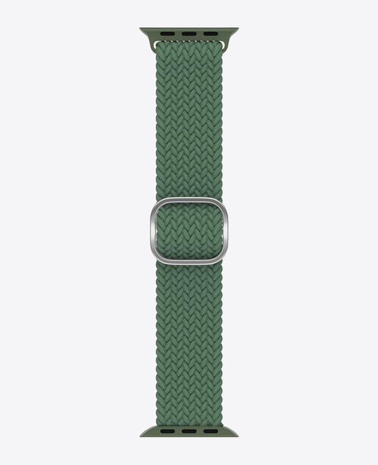 Bracelet Apple Watch en Nylon Tréssé Boucle - Vert Foncé