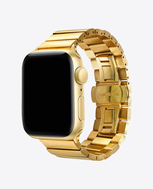 Bracelet Apple Watch en Acier Boucle Double - Or