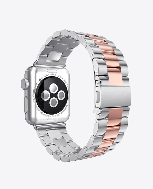 Bracelet Apple Watch en Acier Boucle Simple - Argent / Rose Gold