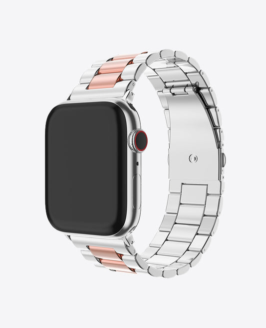 Bracelet Apple Watch en Acier Boucle Simple - Argent / Rose Gold