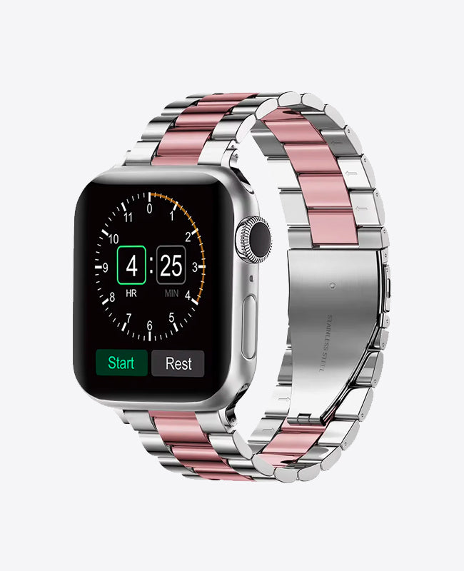 Bracelet Apple Watch en Acier Boucle Simple - Argent / Rose