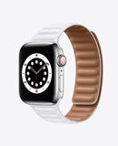 Bracelet Apple Watch en Cuir Magnétique - Blanc