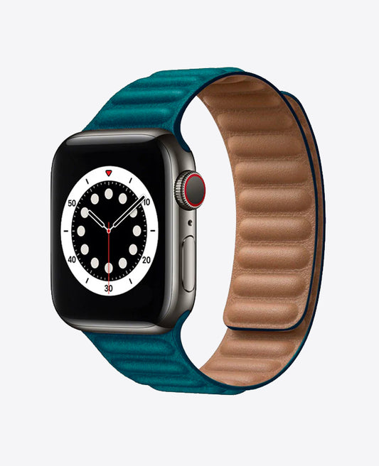 Bracelet Apple Watch en Cuir Magnétique - Bleu