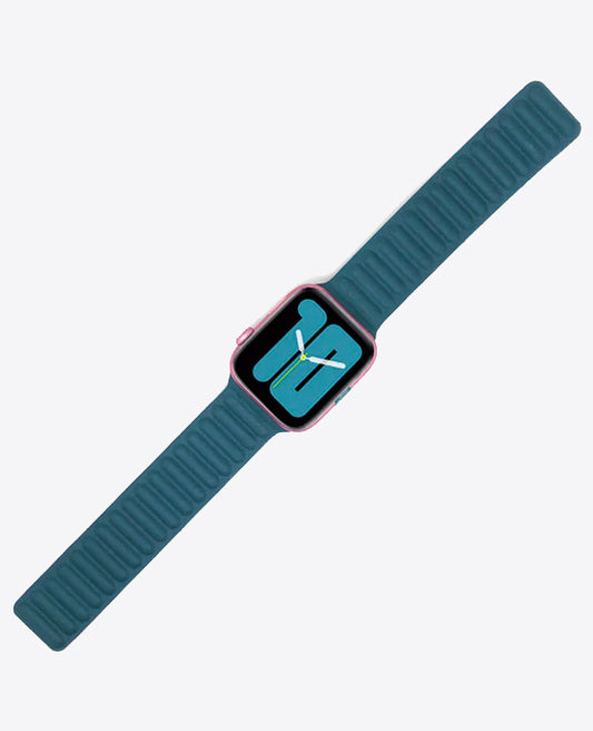 Bracelet Apple Watch en Cuir Magnétique - Bleu