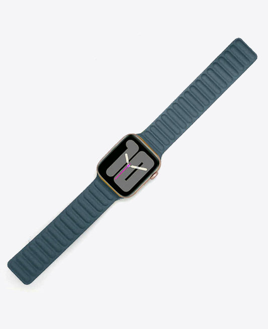 Bracelet Apple Watch en Cuir Magnétique - Bleu Nuit