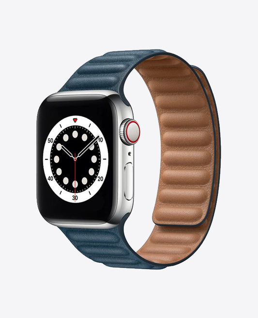 Bracelet Apple Watch en Cuir Magnétique - Bleu Nuit