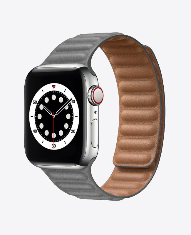 Bracelet Apple Watch en Cuir Magnétique - Gris Anthracite