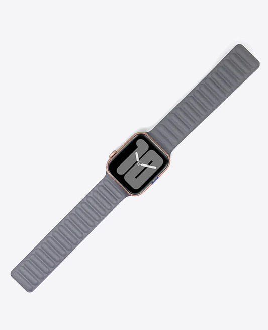 Bracelet Apple Watch en Cuir Magnétique - Gris Anthracite