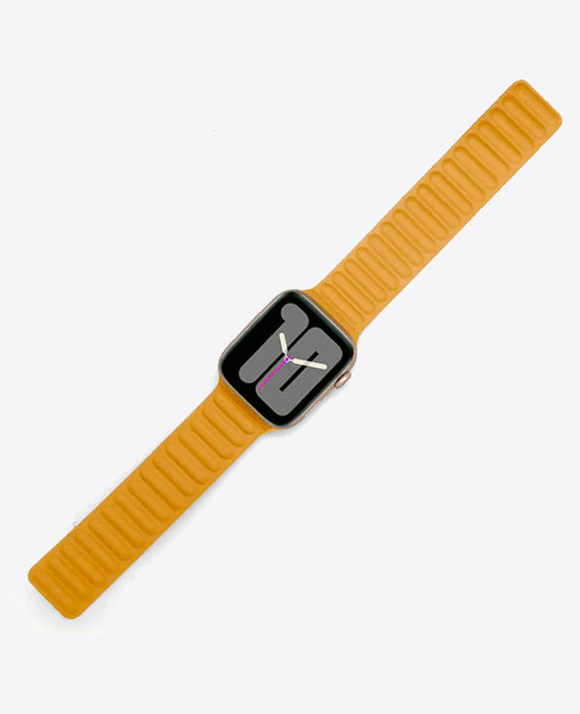 Bracelet Apple Watch en Cuir Magnétique - Jaune Moutarde