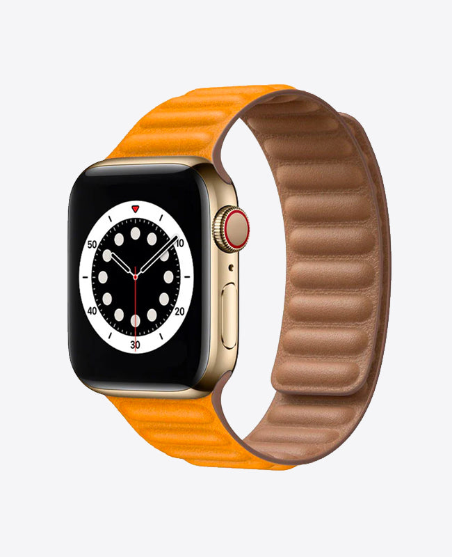 Bracelet Apple Watch en Cuir Magnétique - Jaune Moutarde