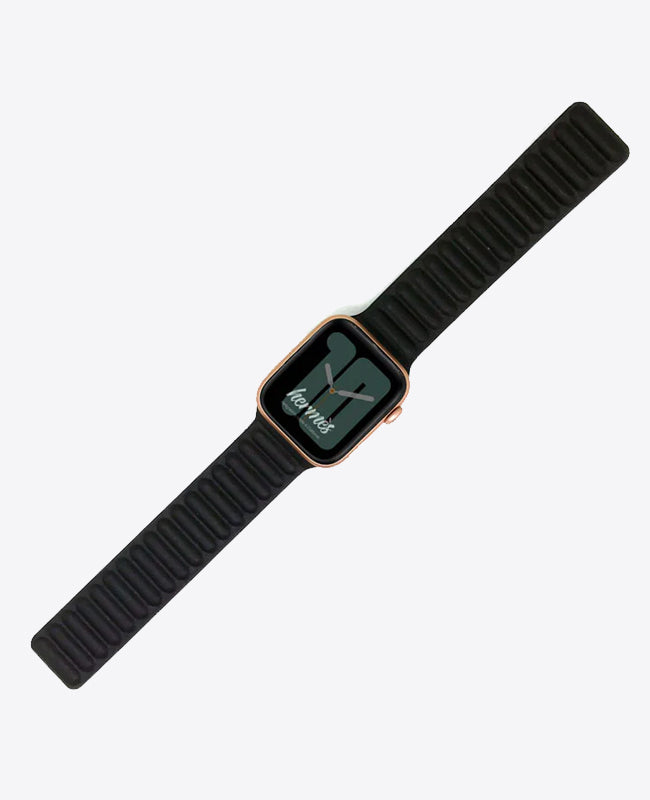 Bracelet Apple Watch en Cuir Magnétique - Noir