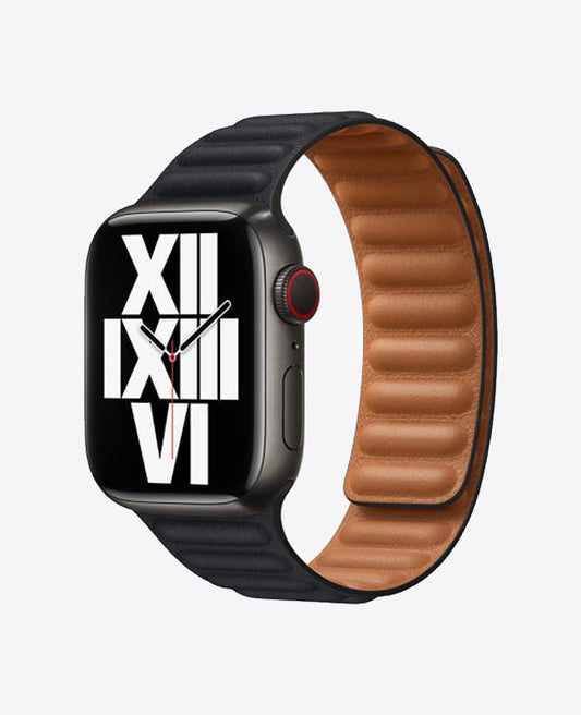 Bracelet Apple Watch en Cuir Magnétique - Noir