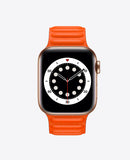 Bracelet Apple Watch en Cuir Magnétique - Orange