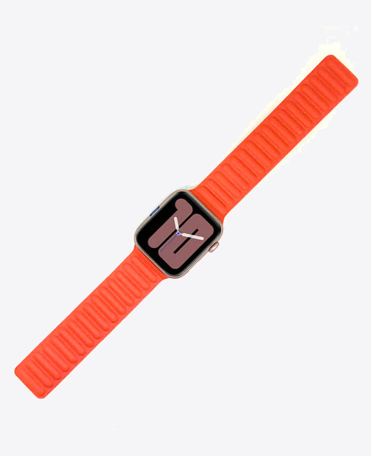 Bracelet Apple Watch en Cuir Magnétique - Orange