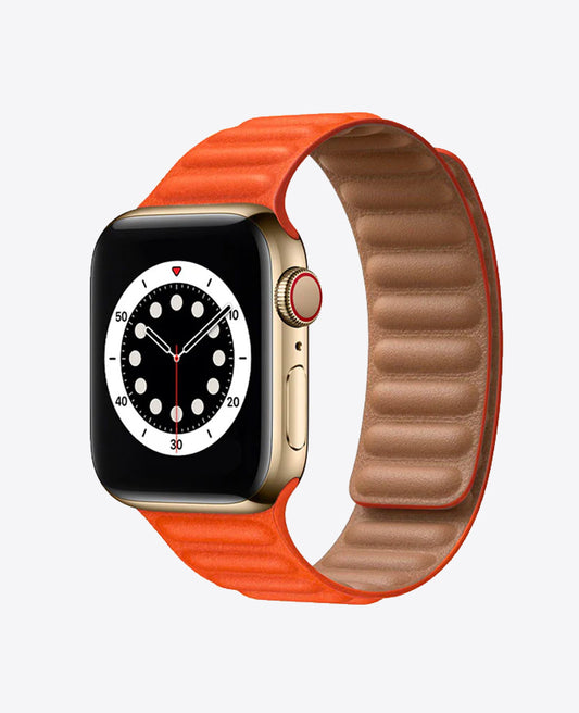 Bracelet Apple Watch en Cuir Magnétique - Orange