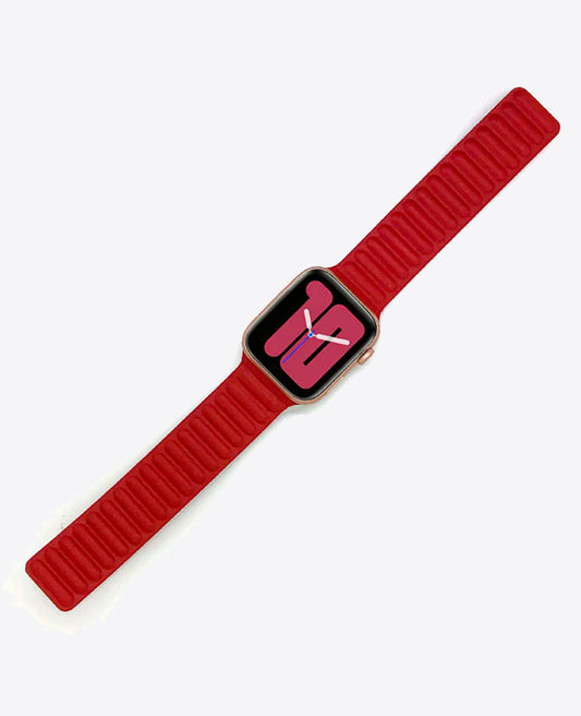 Bracelet Apple Watch en Cuir Magnétique - Rouge