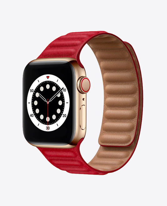 Bracelet Apple Watch en Cuir Magnétique - Rouge