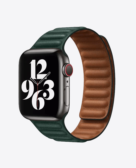 Bracelet Apple Watch en Cuir Magnétique - Vert Foncé