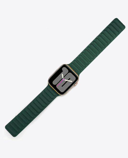 Bracelet Apple Watch en Cuir Magnétique - Vert Sapin