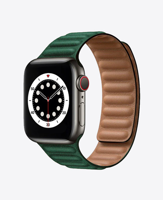 Bracelet Apple Watch en Cuir Magnétique - Vert Sapin