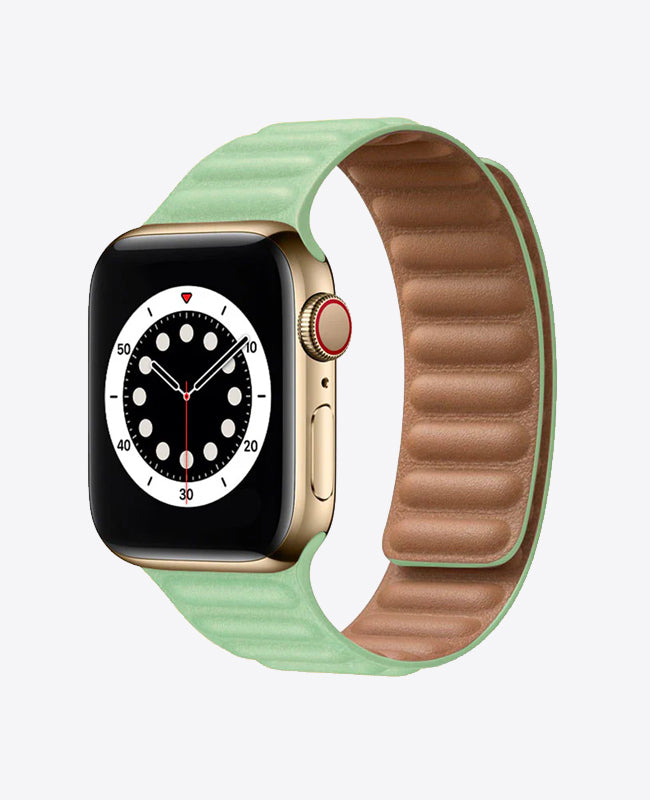 Bracelet Apple Watch en Cuir Magnétique - Vert Sauge