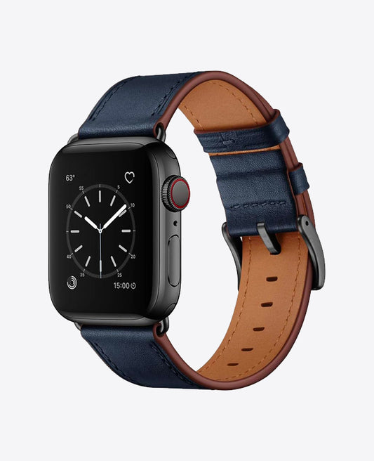 Bracelet Apple Watch en Cuir - Bleu Nuit