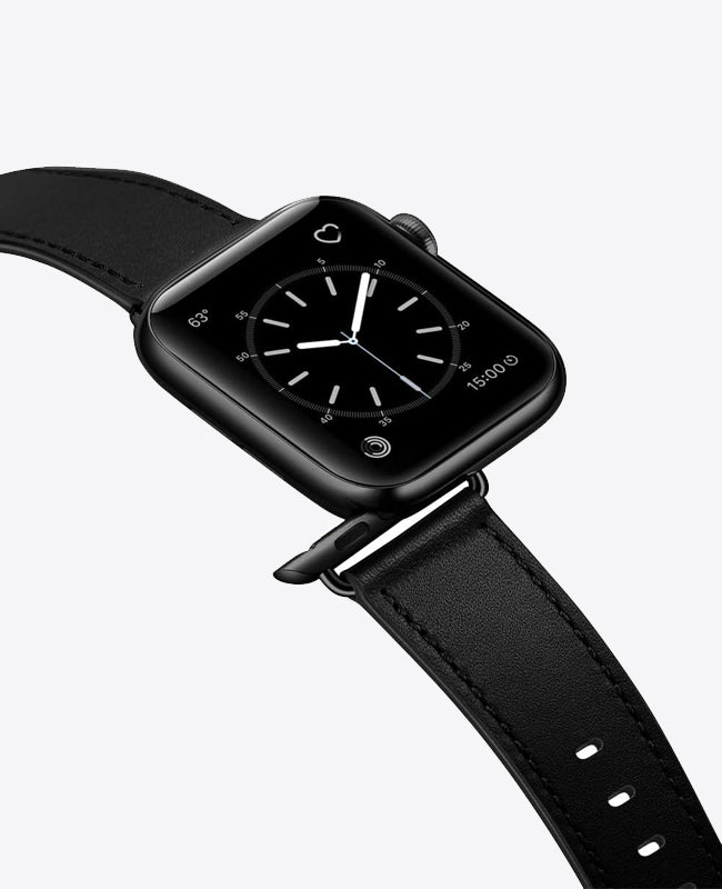 Bracelet Apple Watch en Cuir - Noir Complet