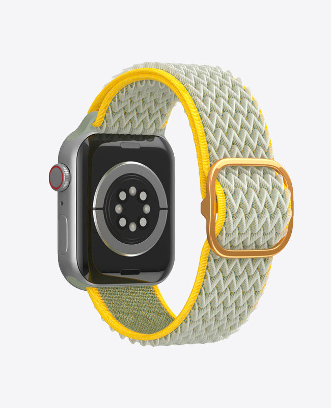 Bracelet Apple Watch en Nylon Ondulé Boucle - Vert / Jaune