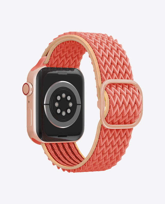 Bracelet Apple Watch en Nylon Ondulé Boucle - Orange Corail