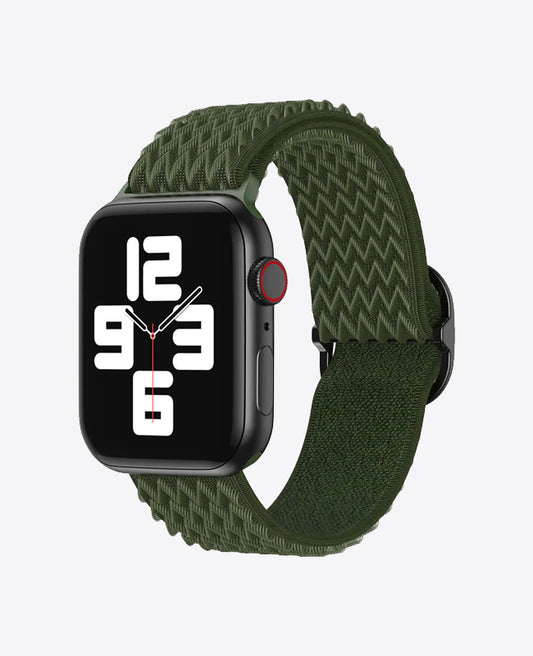 Bracelet Apple Watch en Nylon Ondulé Boucle - Vert Foncé