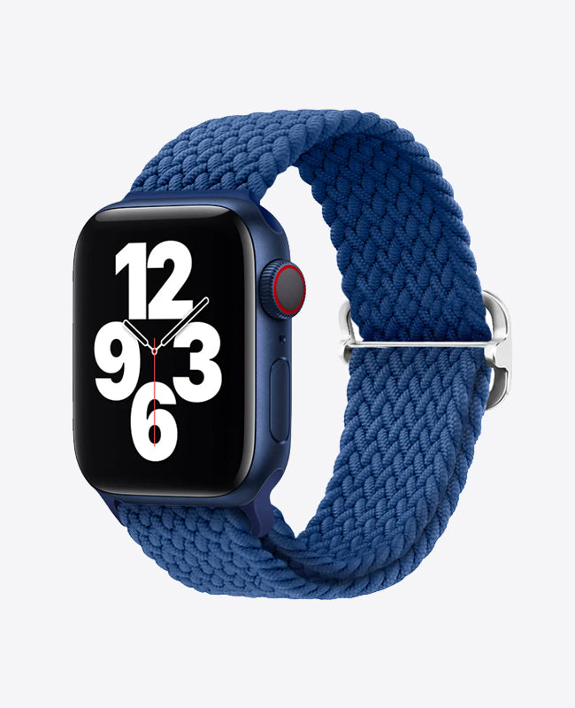 Bracelet Apple Watch en Nylon Tréssé Boucle - Bleu Mer