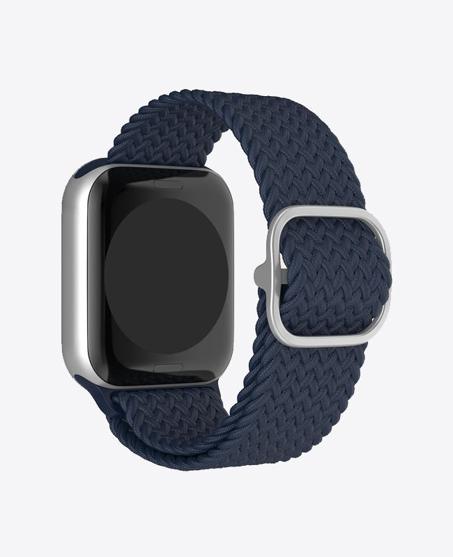 Bracelet Apple Watch en Nylon Tréssé Boucle - Bleu Nuit