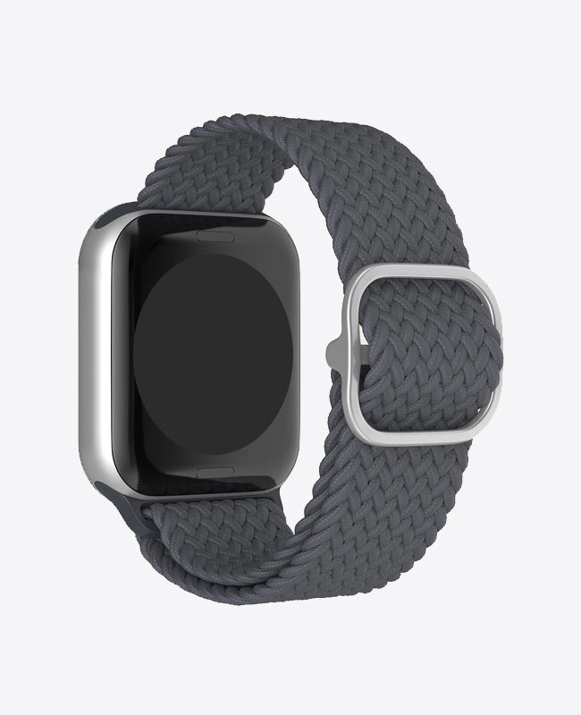 Bracelet Apple Watch en Nylon Tréssé Boucle - Gris Anthracite