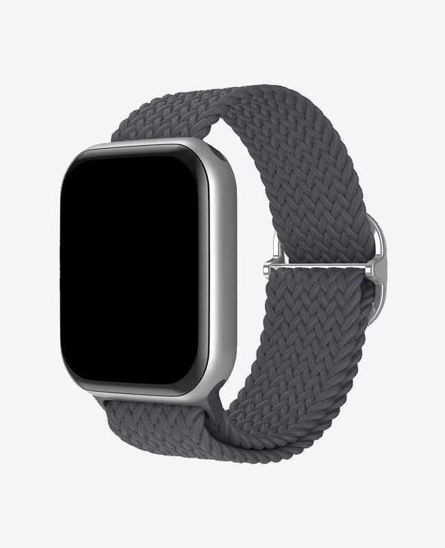 Bracelet Apple Watch en Nylon Tréssé Boucle - Gris Anthracite