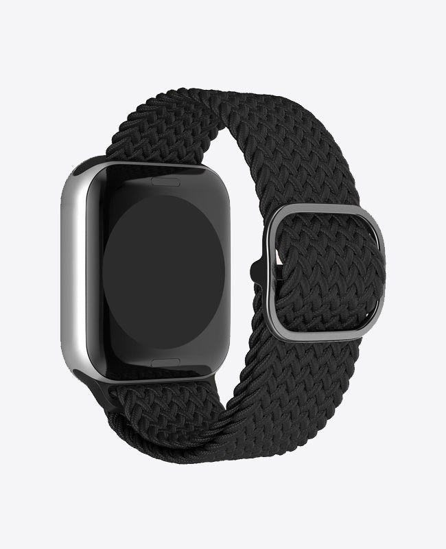 Bracelet Apple Watch en Nylon Tréssé Boucle - Noir