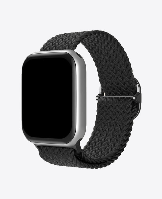 Bracelet Apple Watch en Nylon Tréssé Boucle - Noir