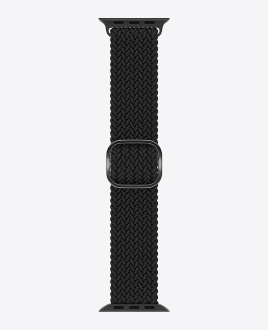 Bracelet Apple Watch en Nylon Tréssé Boucle - Noir