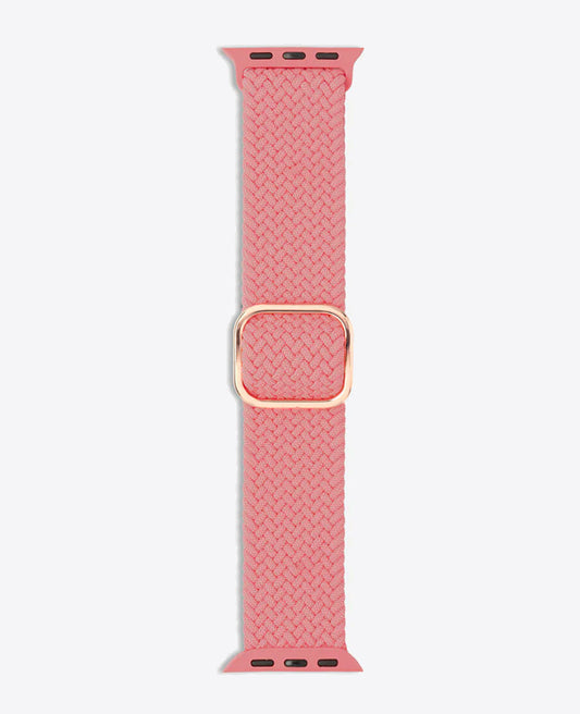 Bracelet Apple Watch en Nylon Tréssé Boucle - Rose