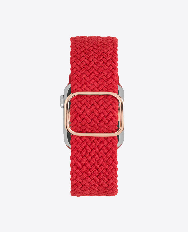 Bracelet Apple Watch en Nylon Tréssé Boucle - Rouge