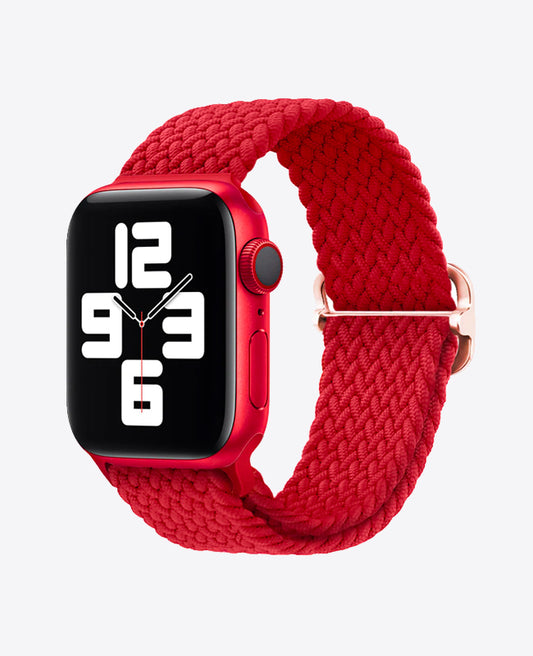 Bracelet Apple Watch en Nylon Tréssé Boucle - Rouge