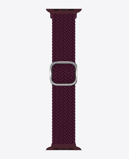 Bracelet Apple Watch en Nylon Tréssé Boucle - Rouge Bordeaux