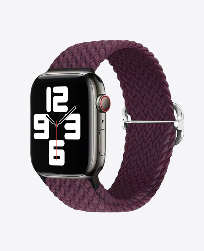 Bracelet Apple Watch en Nylon Tréssé Boucle - Rouge Bordeaux