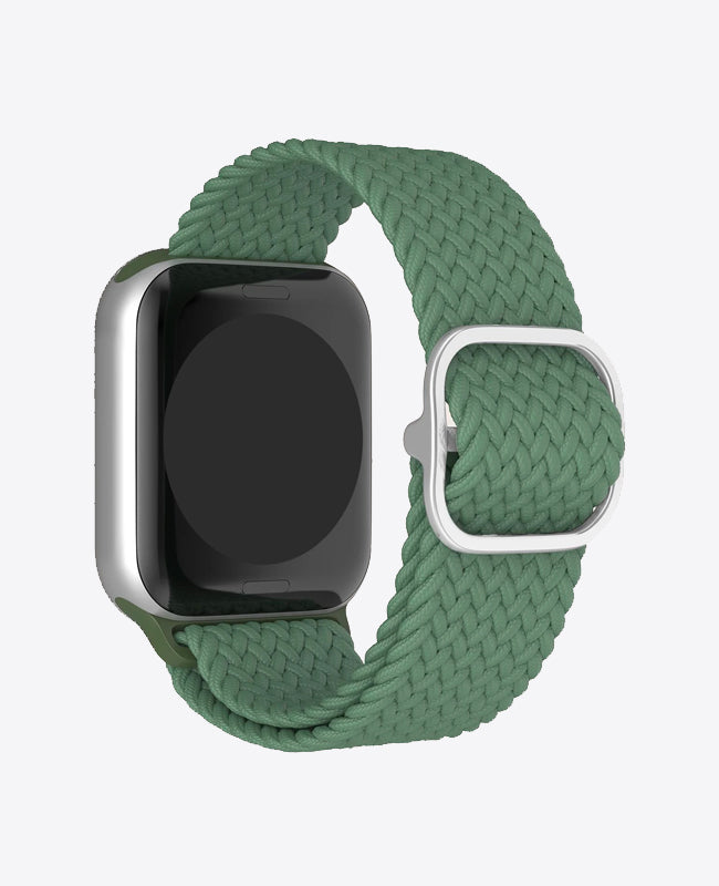 Bracelet Apple Watch en Nylon Tréssé Boucle - Vert Foncé