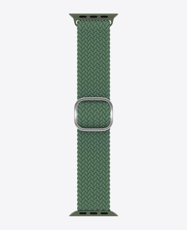 Bracelet Apple Watch en Nylon Tréssé Boucle - Vert Foncé