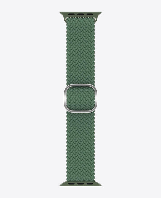 Bracelet Apple Watch en Nylon Tréssé Boucle - Vert Foncé