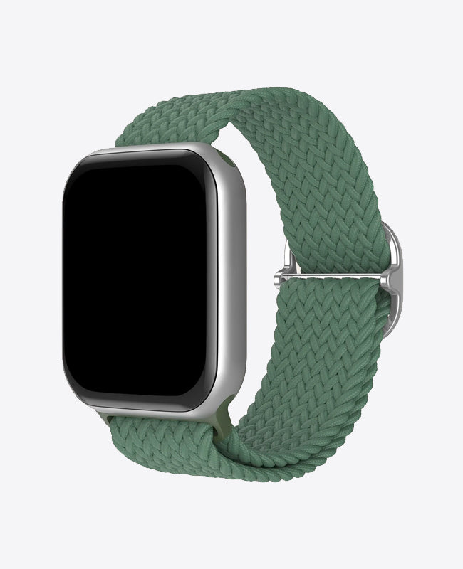 Bracelet Apple Watch en Nylon Tréssé Boucle - Vert Foncé