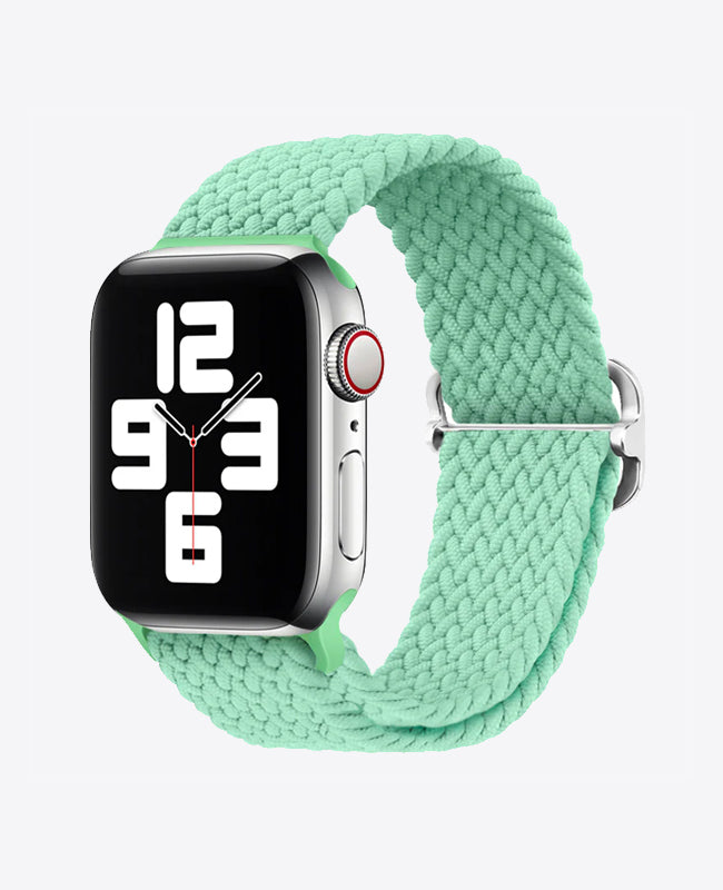 Bracelet Apple Watch en Nylon Tréssé Boucle - Vert Pistache