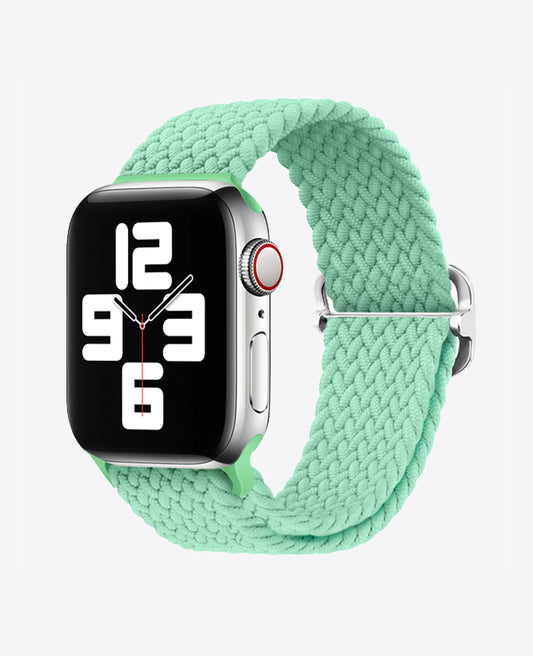 Bracelet Apple Watch en Nylon Tréssé Boucle - Vert Pistache