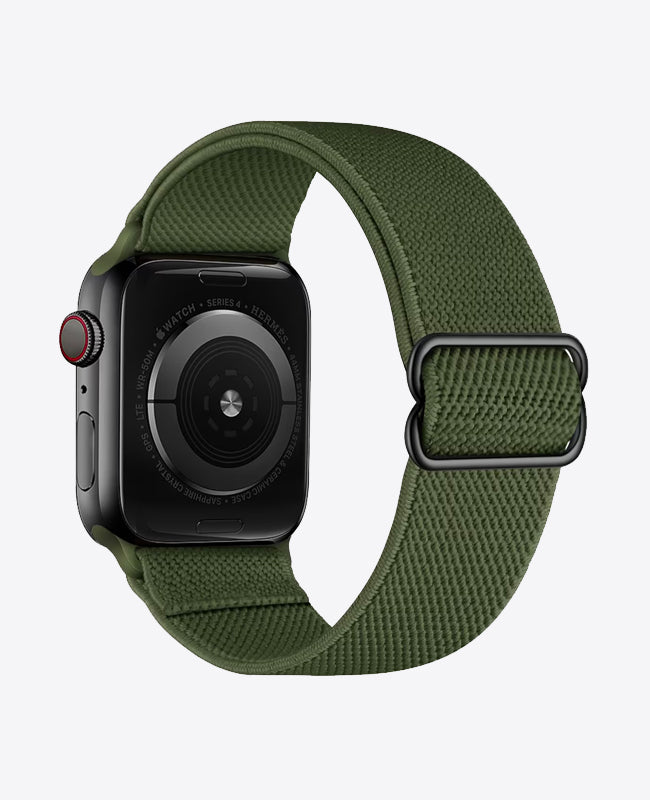 Bracelet Apple Watch en Nylon Élastique - Vert Foncé